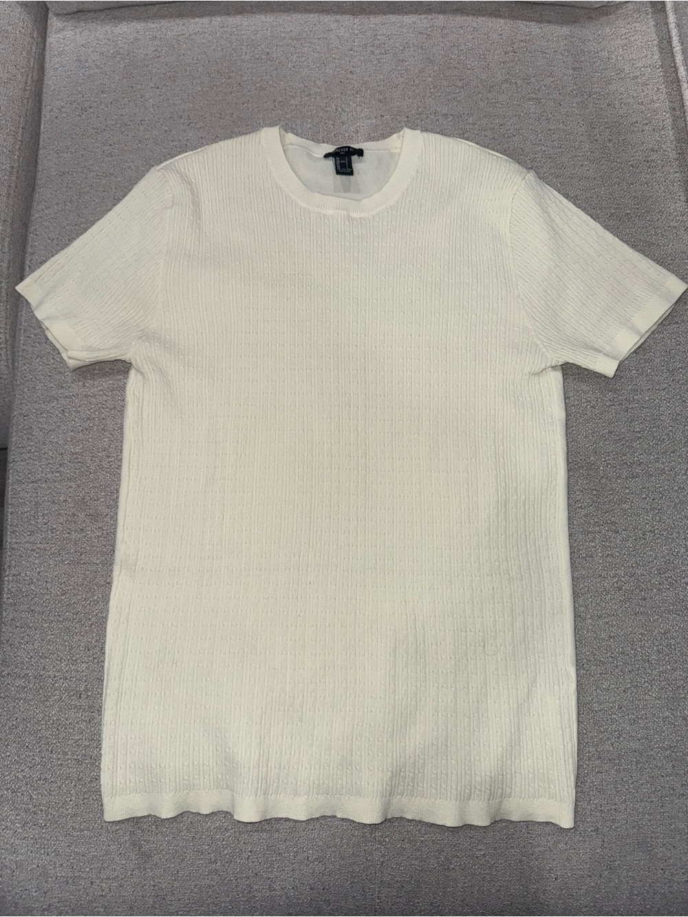 Forever 21 Cream Short-Sleeve Knit Tee